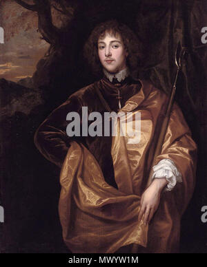 . Englisch: Philip Wharton, 4. Baron Wharton (1613-1696) in einer braunen Fell und Gelbe Kap Öl auf Leinwand 126,4 x 102,8 cm. 17. Jahrhundert. Nach Sir Anthony Van Dyck 481 Philip Wharton, 4. Baron Wharton (1613-1696) (Kopie) Stockfoto