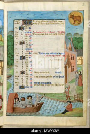 . Englisch: British Library blog Siehe Monat in 2011 für Details bitte auf das Bild. 18. November 2010. Ein unbekannter Künstler, 1480 s 27 Zusätzliche 18851, w. 3 Kalenderblatt für April Stockfoto