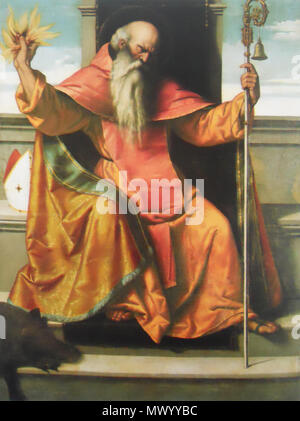 . Der heilige Antonius Abt. Italiano: Sant'Antonio Abate (moretto). 1530. RobyBS 89 543 Sant'Antonio Abate (moretto) Stockfoto