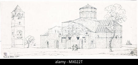 . Englisch: Zeichnung auf die Hagia Sophia in Trapezunt (Trabzon, Türkei). 11 August 2014, 16:01:09. Ferdinand von Quast (1807-1877) nach Charles Texier 264 Hagia Sophia Trapezunt Stockfoto