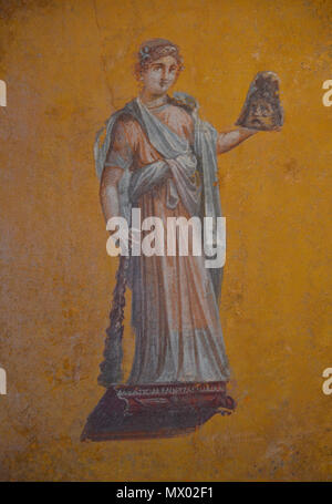 222 Fresco Fragments, muse Melpomene (Tragödie), aus dem Haus der Julia Felix in Pompeji, 62-79 AD, Reich der Farbe. Aus Pompeji zu den südlichen Gallien, Musée Saint-Raymond Toulouse (15657473614) Stockfoto
