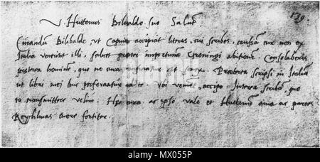 . Englisch: ein Brief von Ulrich von Hutten, Willibald Pirckheimer, nicht später als 1517 geschrieben. Nürnberg, Germanisches Nationalmuseum. English: Kurze Ulrichs von Hutten ein Willibald Pirckheimer, spätestens 1517 geschrieben. Nürnberg, Germanisches Nationalmuseum. Anfang des 16. Jahrhunderts. 620 Ulrich von Hutten Ulrich von Hutten, Brief an die Pirckheimer Stockfoto