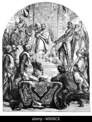 Heinrich III. (1207-1272), war von entscheidender Bedeutung für die Geschichte der Magna Carta. Folgende King John's Tod im Jahr 1216 Henry, nur einen Jungen im Alter von 9, übernahm den Thron in der Mitte von Bürgerkrieg und am Rande der Niederlage der französische Prinz Louis (dem späteren König Ludwig IX.). Die 'Minderheits Regierung" unter der Leitung von William Marshal, versucht, die aufständischen Barone zurück in Henrys Seite zu locken, indem eine Frage der Magna Charta der Rechte zuzugestehen, der Rebel Barons kämpfen für gewesen war. Am 11. Februar 1225 König Heinrich III. ausgestellt, was die letzte und endgültige Version wurde der Magna Carta. Stockfoto