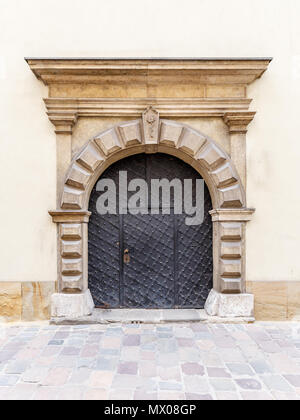 Alte Metall arch Tür mit Griff Stockfoto