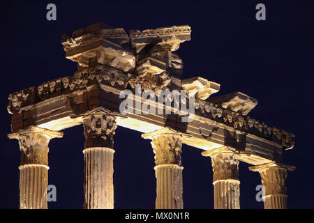Türkei-Ruinen des Tempels des Apollo befindet sich in Antalya. Stockfoto