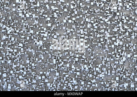 Abstrakte Schwarz und Weiß oder Grau 3d Geometrische unregelmäßig und zufällig kleine Box Fliesen Hintergrund Design Pattern oder Textur. Stockfoto