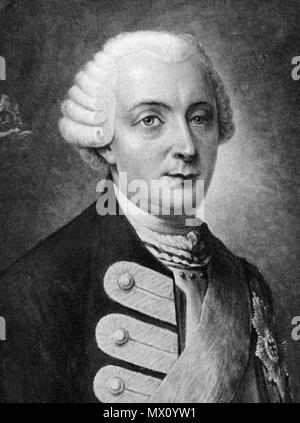 . Englisch: Schwarz und whote Foto von Öl portrait ca. 1758 von Generalleutnant Friedrich Quirin von Forcade de Biaix. 1. Januar 1758. Kurt von Priesdorff, 229 Friedrich Quirin v. Forcade Stockfoto