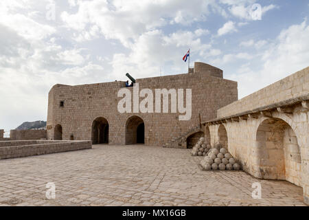 Obere Ebene im Fort Lovrijenac, Dubrovnik, Kroatien. Stockfoto