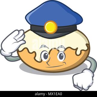 Polizei Donut mit Zucker Charakter Cartoon Stock Vektor