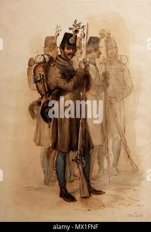 438 Napoléon III et l'Italie - Auguste-Denis Raffet - Cinq soldats hongrois - 1849 - 001 Stockfoto