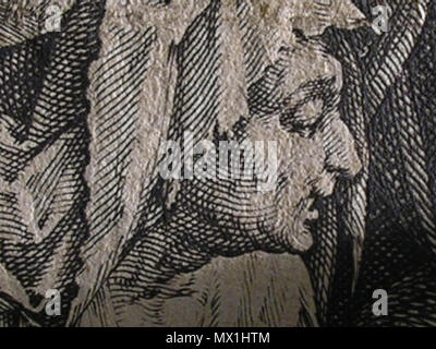 . English: Kreuzschraffur. Detail aus einem Kupferstich von Hendrik Goltzius (1558-1616). Vom 8. Januar 2012, 10:58:12. Hendrik Goltzius (1558-1616) 351 Kupferstich Kreuzschraffur Stockfoto