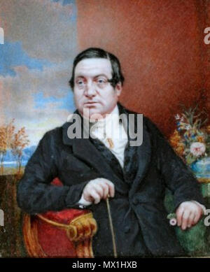 . Englisch: Miniatur Porträt der Englischen rennpferd Trainer John Scott (1792-1871). Von Bowes Museum. Unbekannter Künstler. ca. 1840. 11. Januar 2012. Unbekannt ca. 1840 323 John Scott, Reiter Stockfoto