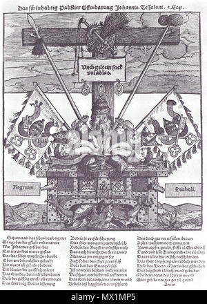 . Englisch: Die sieben vorangegangen Papst Tier. 16 GEBRAUCHSINFORMATION. 16. Jahrhundert. Unbekannt 600 Die sieben vorangegangen Papst Biest Stockfoto