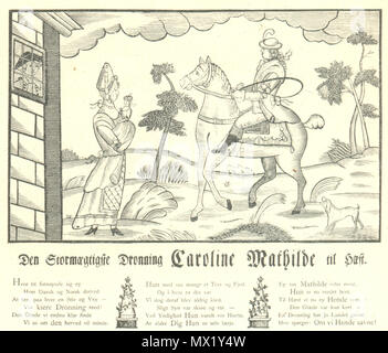 158 Den Stormaegtigste Dronning Caroline Mathilde til Haest Stockfoto