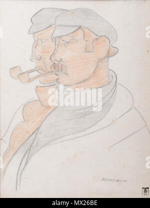 . Español: Obra' Hombres de mar' del Pintor uruguayo Rafael Barradas (1890-1929) Dibujo eine lápiz sobre Papel de 27 cm x 21 cm de Alto de ancho, realizado hacia 1925. Fotografía de la obra tomada por Eduardo Baldizan. ca. 1925. Rafael Barradas (1890-1929) 510 Rafael Barradas - Hombres de Mar Stockfoto