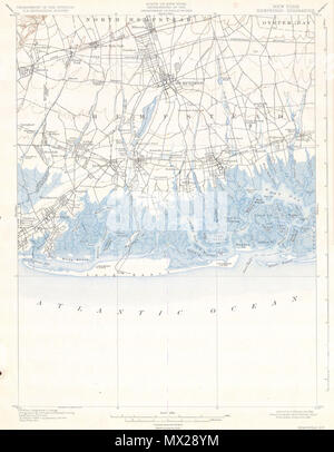 . New York Hempstead Viereck. Englisch: Diese schöne und faszinierende topographische Karte zeigt die Long Island, New York Region von Hempstead, einschließlich Freeport, Hempstead, und Long Beach. Enthält einige U-Boot Details. Sehr detaillierte mit wichtigen Gebäuden und Zügen und Bahnstrecken. Eine seltene und faszinierende geologische übersicht Dieser stark besiedelten Region. Vom Oktober 1909 Reissue des April 1903 Charts. . 1900 11 1900 U.S.G.S. Karte von Hempstead, Long Beach, Long Island, New York - Geographicus-Hempstead - uscs-1925 Stockfoto