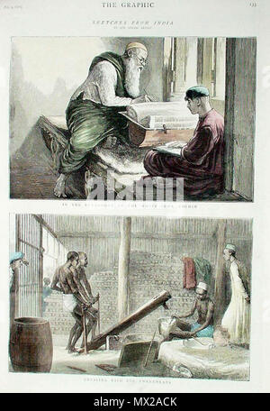 . Englisch: Blick von der Illustrated London News und die Grafik (einige mit später hand Färbung, die alle von ebay Auktionen): 'Loodhianah auf der Sutlej'*, 1846 Der ikh Soldaten', 1846 'British Museum'*, 1851" Eine indische Bahnhof'*, 1854 (siehe oben) "Banyan Tree" * 1856 "Reisende durch die Überschwemmung [Flash Flood]'* überholt, 1856 'Hindu Schurkeen und giftmischerinnen"*, 1857 'Schlange Schlangenbeschwörer in Indien', 1857 'Ruinen, Brahmunabad, Sindh" * 1857 "Hindoostanee Dhoolie, die von Krankenhäusern und im Feld '* verwendet, 1857 "Die Chowk, oder den Platz vor dem Palast des Rajah, Indore'*, Oktober 3, 1857 (mit Stockfoto