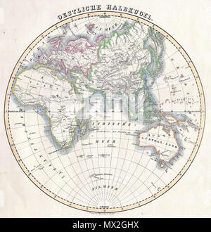 . Der östlichen Hemisphäre. Englisch: Das attraktive Handcolorierte Karte der östlichen Hemisphäre einschließlich Afrika, Europa, Asien und Australien darstellt. Gedruckt in 1844 durch berühmte Karte Verlag C. Flemming. . 1844 7 1844 Flemming Karte der östlichen Hemisphäre - Geographicus - EasternHemi-Flemming-14554 Stockfoto