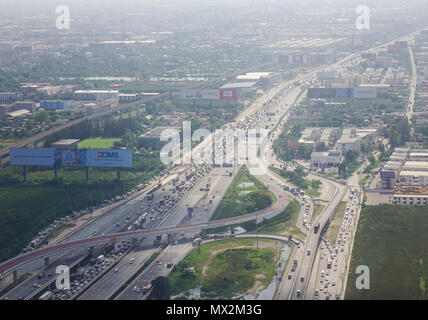 Bangkok, Thailand - 20.April 2018. Luftaufnahme von Bangkok, Thailand. Bangkok ist die Hauptstadt und die bevölkerungsreichste Stadt des Königreichs Thailand. Stockfoto