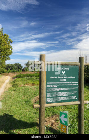 Trailhead und Karte auf die goesa Spaziergang in den Tsitsikamma National Park, National Park, Cape, Garden Route, Südafrika Stockfoto