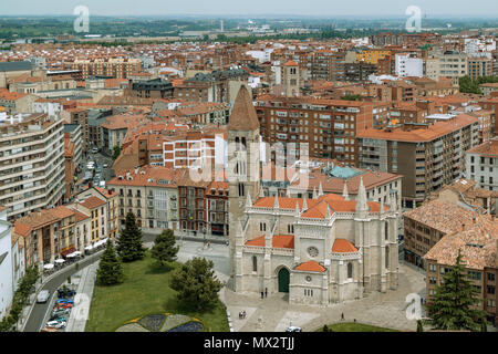 Luftaufnahme von Valladolid aus dem Turm der Kathedrale, La Antigua, Kirche, Castilla y Leon, Spanien, Europa Stockfoto