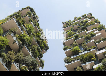 Mailand, Italien, 10. Juni 2017: Skyscraper vertikale Wald (vertikale Wald). Das Besondere an diesem Gebäude ist die Anwesenheit von mehr als 900 Baum Stockfoto