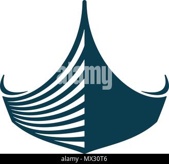 Holz- Boot auf weißem Hintergrund. Vector Illustration Symbole. Stock Vektor