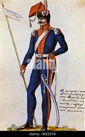 . Englisch: 1. Brigade von kowno der Armee des Großfürstentums Litauen im Jahr 1792. Ende des XVIII Jahrhundert. Anonyme Platte 13 1. Brigade von kowno der Armee des Großfürstentums Litauen im Jahr 1792 Stockfoto
