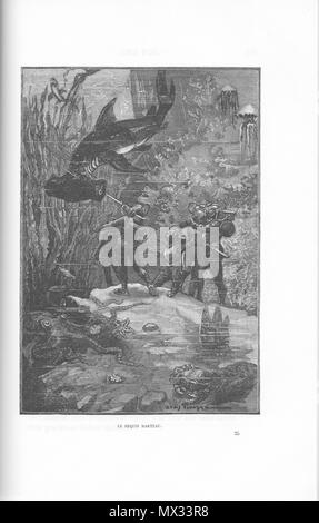 . Français: 'Le requin - marteau", Tiefdruck d'un Dessin de Louis Tinayre pour le roman de Paul d'Ivoi' Corsaire Triplex" (1898). La gravure Abbildung dans la seconde Partie, au Chapitre 4. 8 Februar 2014, 13:06:47. Louis Tinayre 303 Ivoi-Corsaire Triplex-Partie 2-chap 4-Illus-LeRequinMarteau Stockfoto