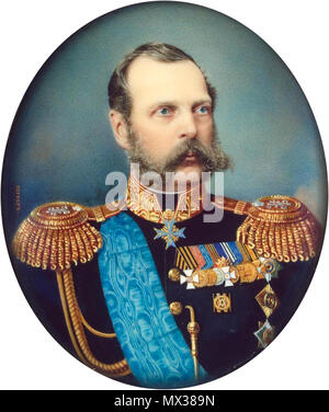 . Miniatur: Porträt des Kaisers Alexander II. 1870 35 Alexander II. von Russland durch die Uhr Wegner (1870s, Hermitage) Stockfoto