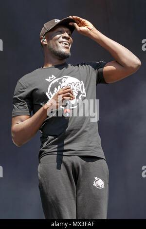 Stormzy live auf der Bühne. Stormzy Stormzy leben, Rapper, Sänger, Stormzy Stormzy in Concert. Stockfoto