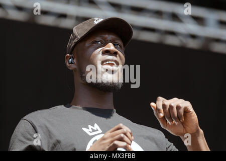 Stormzy live auf der Bühne. Stormzy Stormzy leben, Rapper, Sänger, Stormzy Stormzy in Concert. Stockfoto