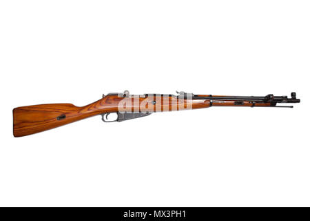 Die russische mosin Gewehr isoliert auf weißem Stockfoto