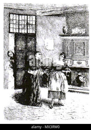 . Englisch: Diese Szene zeigt Liebe Dreieck unter Don Cherubin der Protagonist und Nise der Haushaltshilfe und der Valet-de-Saal im Haus der Contandor. 1881. R. DE LOS RIOS 197 ÄTZEN BILD BACHELOR VON SALAMANCA kopieren Stockfoto