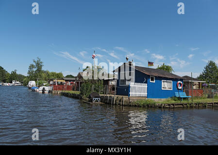 Kleingärten an der alten Trave, Lübeck, Deutschland Stockfoto