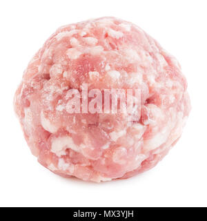 Raw meatball bereit für das Kochen auf weißem Hintergrund. Close-up. Stockfoto