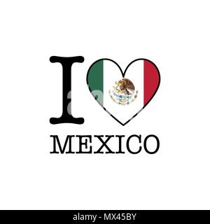 Ich liebe Mexiko. Herzform nationalen Flagge Symbol Stock Vektor