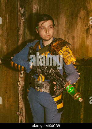 Fallout 76 Vault Dweller aus dem Fallout Spiel von Bethesda Stockfoto