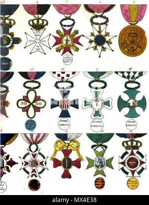 . Français: Sammlung historique des ordres de chevalerie civils et militaires... . 1820 56 Aristide Michel Perrot - Sammlung historique des ordres de chevalerie civils et militaires (1820) pl. XIX 2 Stockfoto