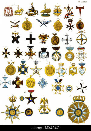 . Français: Sammlung historique des ordres de chevalerie civils et militaires... . 1820 56 Aristide Michel Perrot - Sammlung historique des ordres de chevalerie civils et militaires (1820) pl. XXXIX Stockfoto