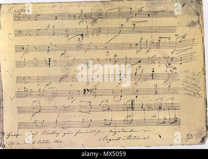 . Englisch: erstes Autogramm Seite von Ludwig van Beethovens Klaviersonate Nr. 32, Opus 111 Français: Premiere Seite autographe de la Sonate pour Piano n° 32, Opus 111, von Ludwig van Beethoven. 1822. Ludwig van Beethoven (1770 - 1827) 78 Beethoven Sonate 32 p1 Stockfoto