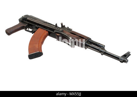 AKMS (avtomat Kalashnikova) airborn Version von kalaschnikow Sturmgewehr auf Weiß Stockfoto