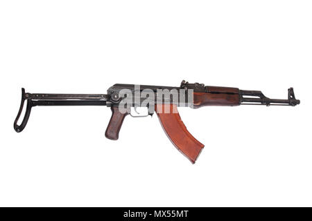 AKMS (avtomat Kalashnikova) airborn Version von kalaschnikow Sturmgewehr auf Weiß Stockfoto