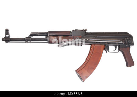 AKMS (avtomat Kalashnikova) airborn Version von kalaschnikow Sturmgewehr auf Weiß Stockfoto