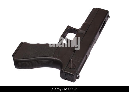 Glock Automatische 9-mm-Pistole Pistole auf weißem Hintergrund Stockfoto