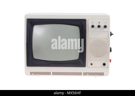 Vintage TV-Set isoliert auf weiss Stockfoto