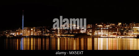 Diese Bilder sind von Oslo Hafen bei Nacht im Dezember Es umfasst die sind von Aker Brygge. Stockfoto