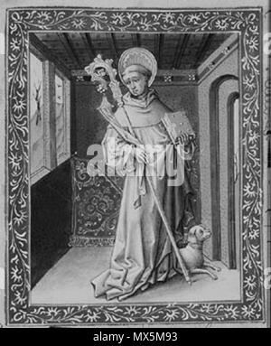 . Nederlands: Bernard van Clairvaux; uit een Middeleeuws Manuskript Origineel op: http://www.kb.nl/kb/manuscripts/search/index.html Suffragien St. Bernhard von Clairvaux Holding a Crozier und ein Buch Jean le Tavernier (Strahler) Fol. 267 r: Min (grisaille) 80 x 65 iconclass: 11 H (BERNARD) 11 P 11 P 31521 31131 34 B 11 (+913) 49 L 72. 19. Juli 2003 (original Upload Datum). Original uploader wurde Andre Engels bei nl. wikipedia 81 Bernard van Clairvaux Stockfoto