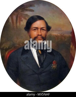 . Englisch: Porträt von König Kamehameha III, in Boston, gemalt von einer Daguerreotypie, von einem unbekannten Künstler, Bishop Museum. . 15 März 2012, 05:53 (UTC) 86 Bishop Museum - kahili Zimmer - König Kamehameha III, unbekannter Künstler 7/8 Stockfoto