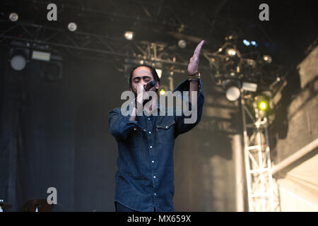 Toronto, Kanada, 02. Juni 2018, Damian Marley, jüngster Sohn des Reggae Legende Bob Marley führt auf dem Fiel Reise Musik & Arts Festival in Toronto, Kanada Kredit: topconcertphoto/Alamy leben Nachrichten Stockfoto